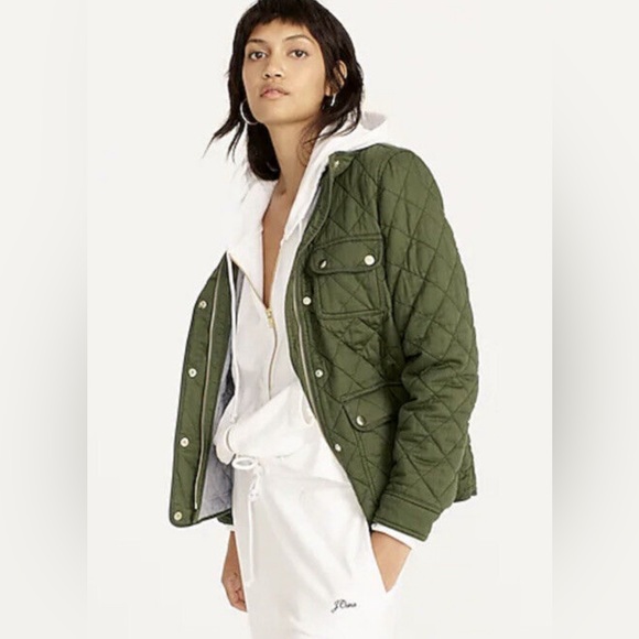 J. Crew Jackets & Blazers - J. Crew Women’s Quilted Downtown field Jacket Deep Moss Green Size 2X